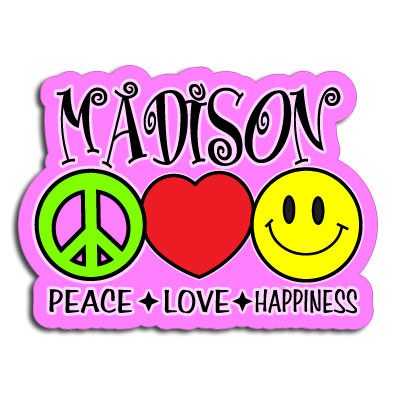 Personalized Love Peace Happiness Decal
