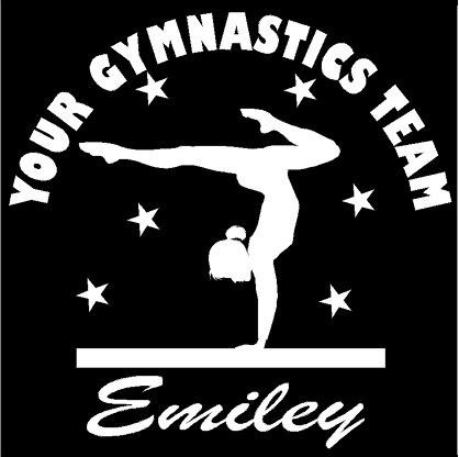 6 in white Starry Gymnast on beam Decal - includes gym team name