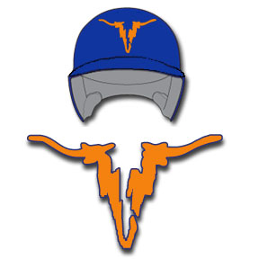 4\" orange & navy Stampede Helmet Logo