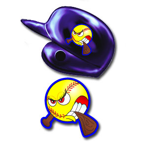 4" Softball biting bat helmet decal - left side