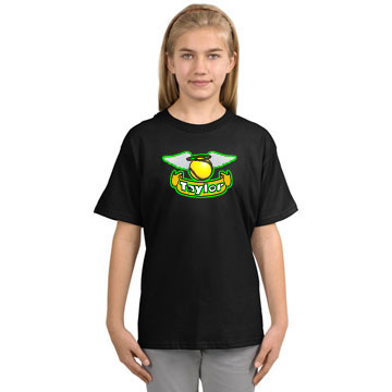 Imprinted Personalized Angel winged softball fastpitch black shirt
