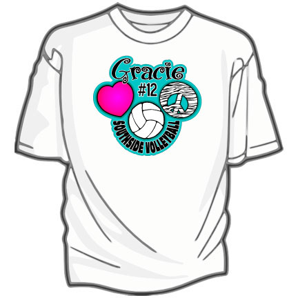 Love Peace Volleyball imprinted with player\'s name