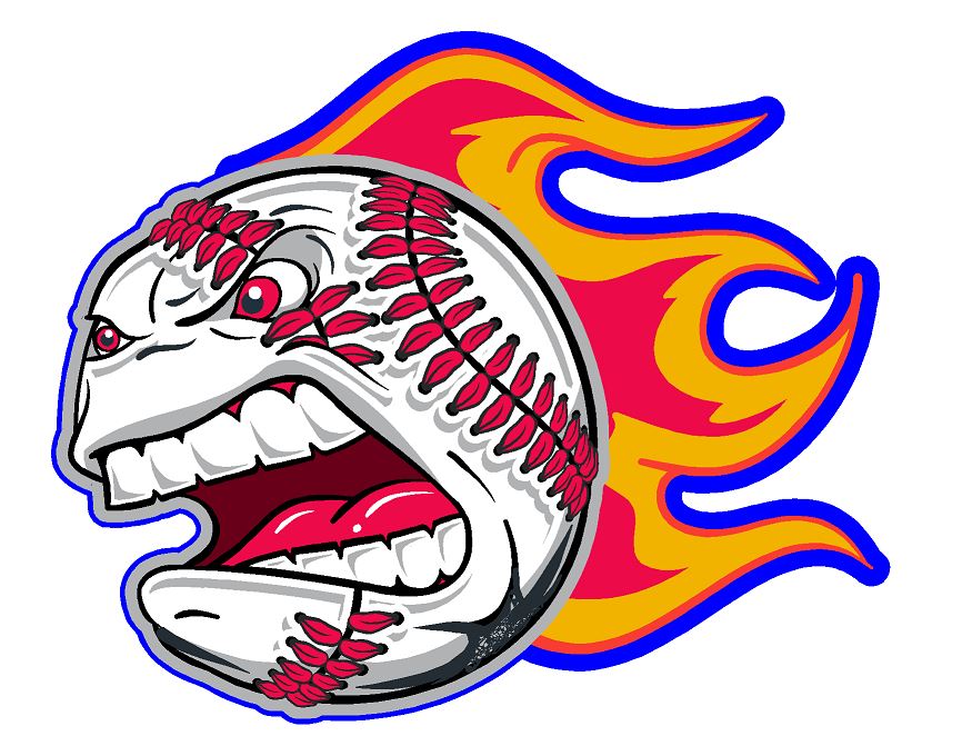 Left- Screaming Baseball With Flames Helmet Decal