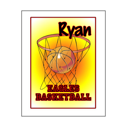 18\" X 24\" Personalized basketball thru hoop poster