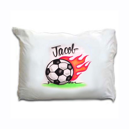 Flaming Soccer ball Airbrushed Pillowcase