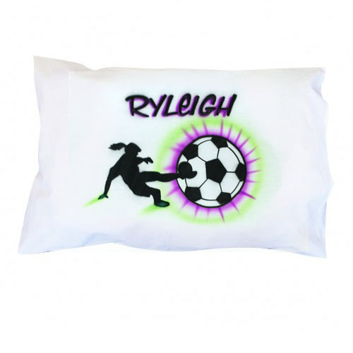 Girl\'s Soccer KICK Airbrushed Pillowcase