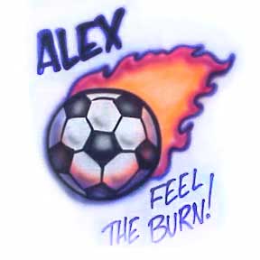 Airbrushed "Feel the Burn" Flaming Soccer design