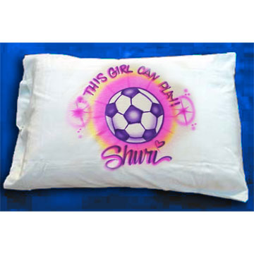 Personalized pillow case with soccer design for girls