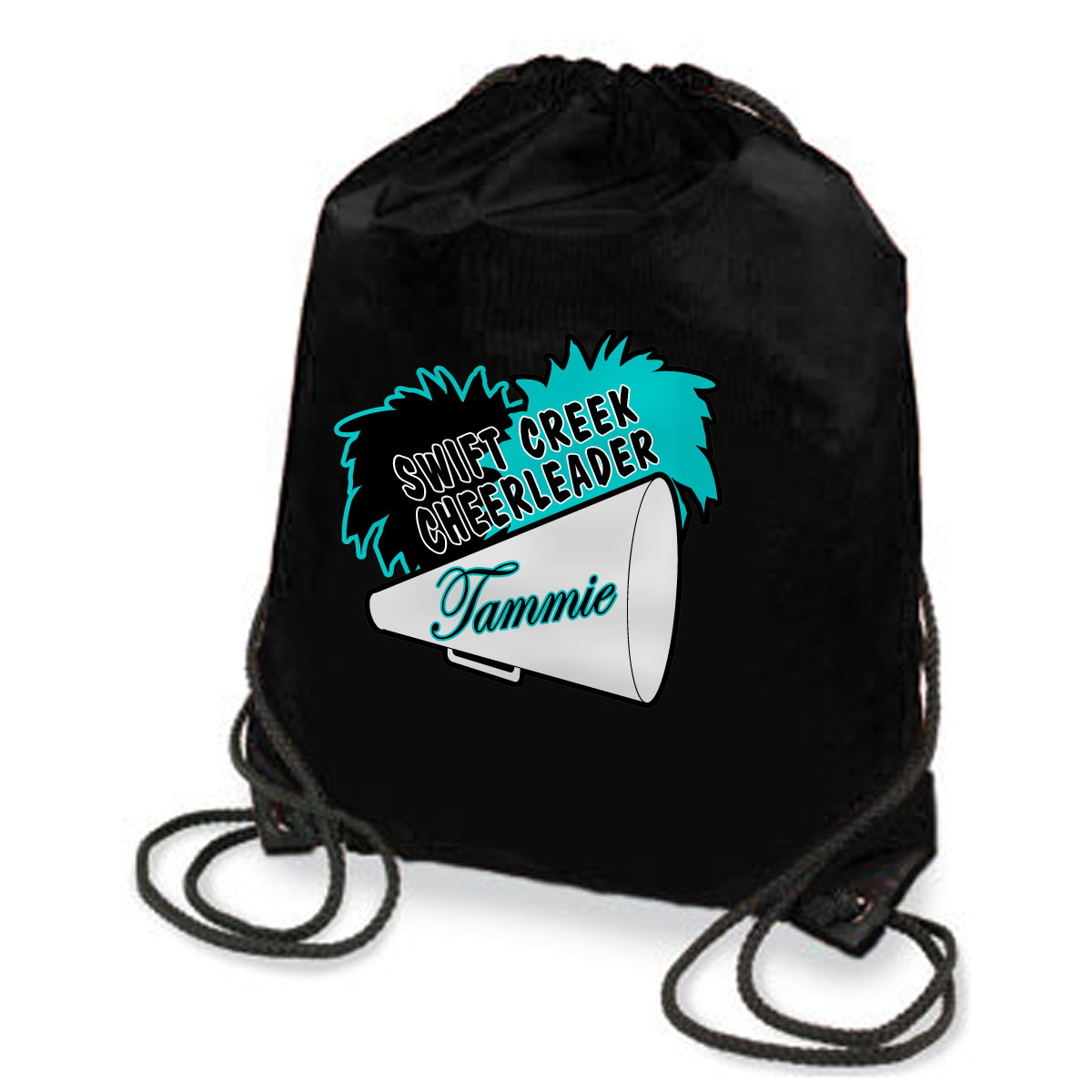Personalized Swift Creek Cheer sport tote with gray megaphone