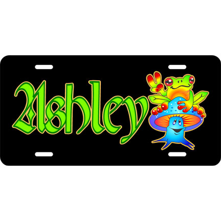 Wild & Crazy Tree frog on Mushroom personalized License Plate