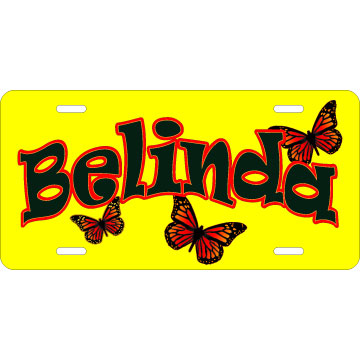 Personalized Yellow License plate with butterflies