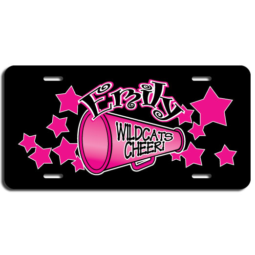 Starry Cheer Personalized License Plate with Megaphone