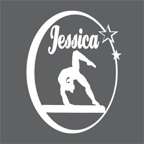 6 in white vinyl Cameo Gymnast on beam Decal